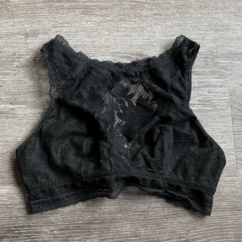 Bralette Crop Top Lace Large Black